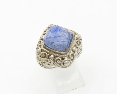 925 Sterling Silver  Vintage Lapis Lazuli Swirl Cocktail Ring Sz 9  RG19285 - Image 1 of 4