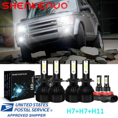 For Land Rover LR3 2005-2009 6000K LED Headlight High&Low + Fog Light Bulbs Kit - Image 1 of 4