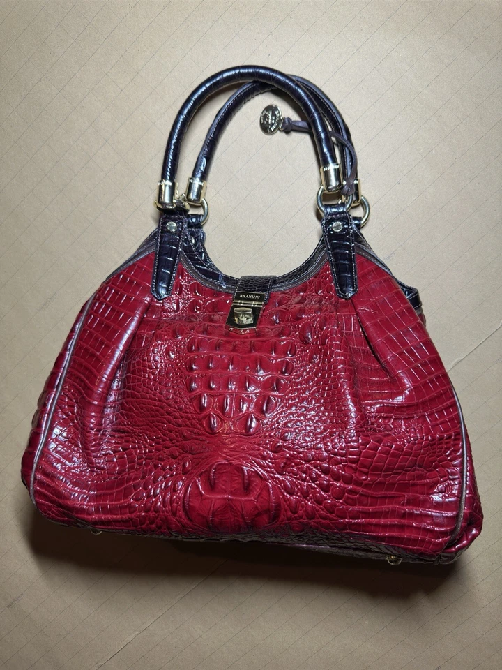 BOLSO DE HOMBRO BRAHMIN RARO ELISA CARMÍN CUERO ROJO/NEGRO Foto 1 de 4