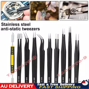 6-10PCS Professional Coated Precision Tweezers Set Stainless Steel Non-Magnetic - Picture 1 of 21