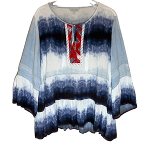 John Mark Boho Tunic Top Womens 2X Tiered Hippie Beach Art to Wear Tie Dye Artsy - Picture 1 of 12