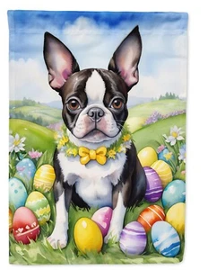 Boston Terrier Easter Garden Flag - Picture 1 of 1