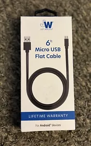 Just Wireless 6ft Flat TPU Micro USB to USB-A Cable - Black - Picture 1 of 3