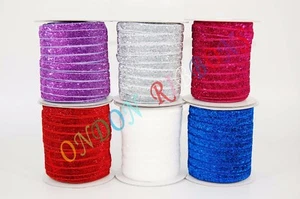 40METRES GLITTER SPARKLE VELVET RIBBON WITH COLOURS OPTIONS 10mm wide  - Picture 1 of 7
