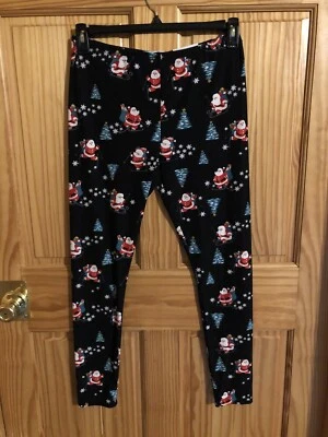 Leggings de vacaciones grandes para mujeres So Juniors Santa negra Precio de venta $24 (s-blk-35-8) Foto 1 de 4