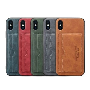 Shockproof Leather Credit Card Slot Back Stand Case Cover For iPhone X XS Max XR - Picture 1 of 17