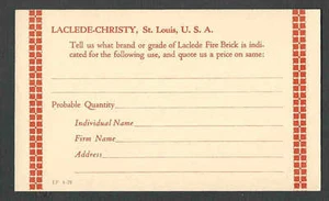 DATED 1928 PC ST LOUIS MO LA CLEDE CHRISTY SELLS FIRE BRICK FOR FIRE SEE INFO - Picture 1 of 2