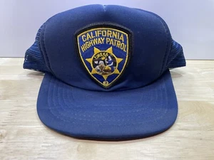 VINTAGE 70s 80s California Highway Patrol Snapback Truckers Hat Blue Mesh Eureka - Picture 1 of 5