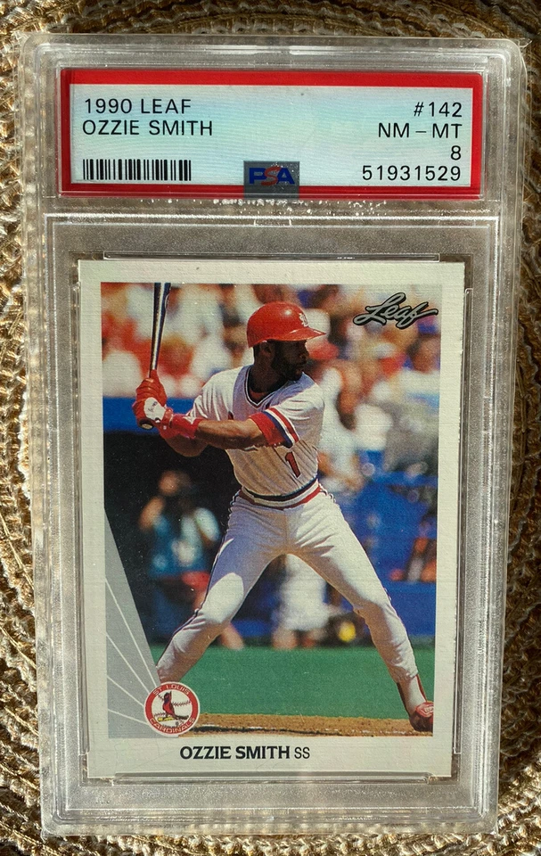 1990 LEAF # 142 Ozzie Smith PSA 8 NM-MT St. LOUIS CARDINALS !!!! - Image 1 of 3