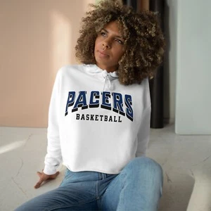 Pacers Cropped Hoodie Womens, Basketball Playoffs Hooded Sweatshirt Vintage - Picture 1 of 2