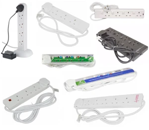 4/6/8/10 Way Extension Multi Plug Switch & Surge Protected 2m Cable Lead Socket - Picture 1 of 24