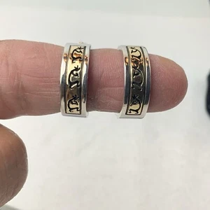 Native American Kokopelli Engraved Hoop Earrings Signed D. Skeets Sterling 14k - Picture 1 of 8