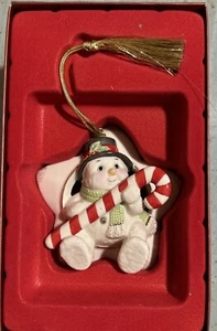 Lenox Christmas Ornament Sitting on a Star Snowman gold tassel porcelain NEW - Picture 1 of 4
