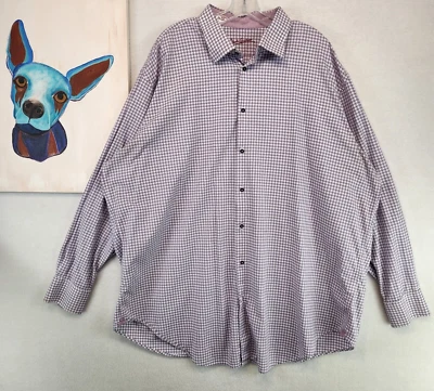 Camisa de vestir Robert Graham para hombre puño abatible púrpura a cuadros algodón talla 38/39 de alto Foto 1 de 4