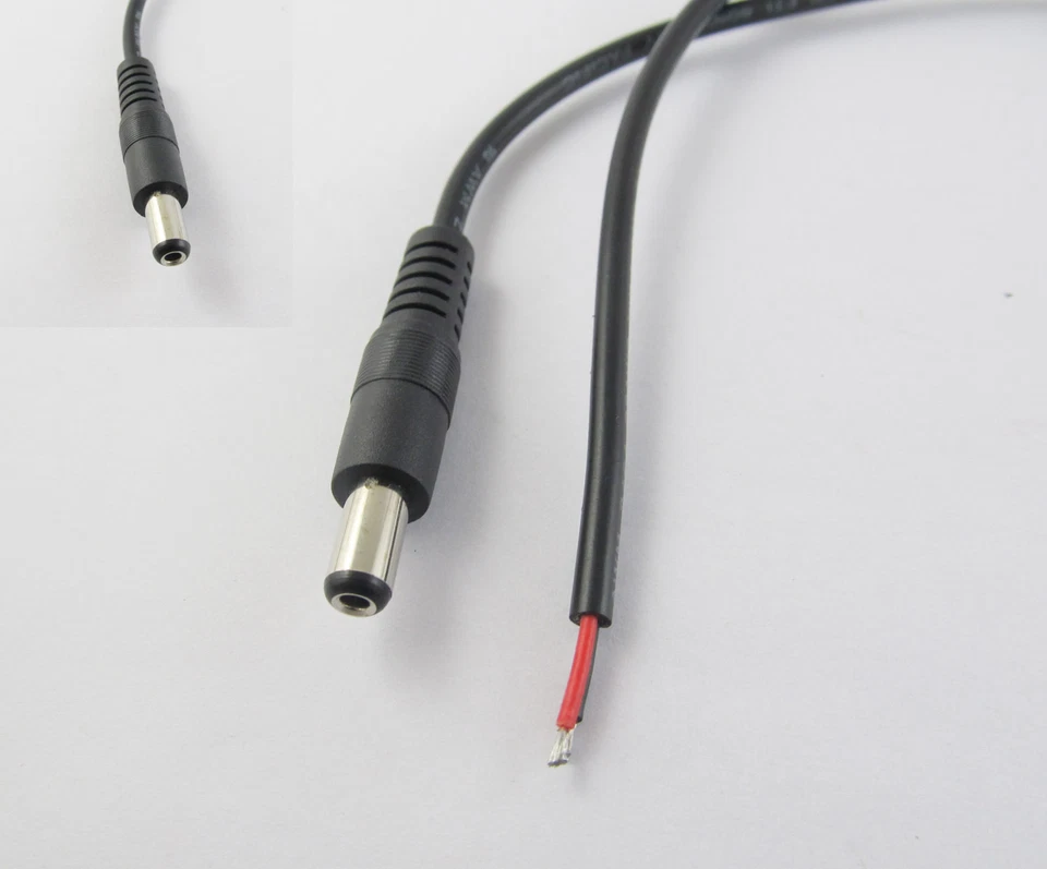 CCTV DC Power Plug Jack Connector 5.5x2.1mm Male Socket with Cord Cable 1m 100cm - Image 1 of 1