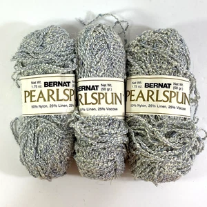 Bernat PEARLSPUN Lino Nylon Mezcla Viscosa Hilo GRIS PERLA 1.75 oz Lote de 3 - Imagen 1 de 13