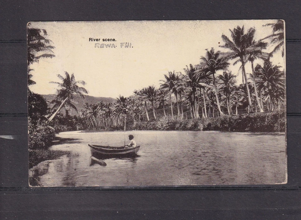 FIJI, RIVER SCENE, REWA, 1912 ppc., KEVII 1d. Suva to Woollahra, New South Wales - Image 1 of 1