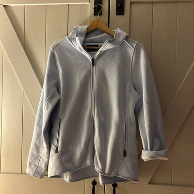 Sudadera con capucha Andrew Marc azul claro cremallera completa para mujer talla grande Foto 1 de 3