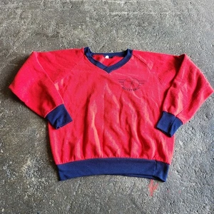 Vintage Basketball Sweatshirt Size L Red V Neck Casual Long Sleeve Pullover - Picture 1 of 9