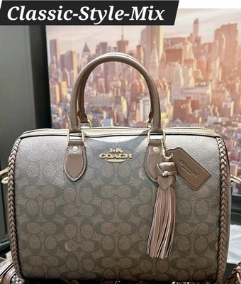 COACH LARGE ROWAN SATCHEL/C-BODY IN SIGNATURE W/FRINGE BRAID CCE36;NWT;RET $450 - Image 1 of 4