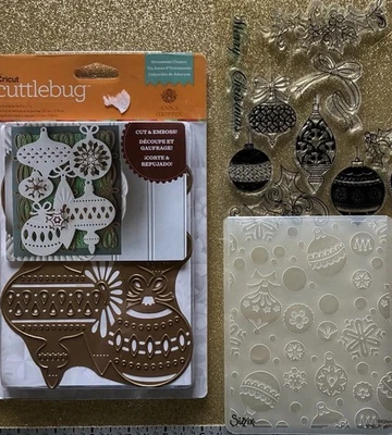 Anna Griffin  CHRISTMAS ORNAMENT  CLUSTER background Die Bonus Embossing Folder - Image 1 of 4
