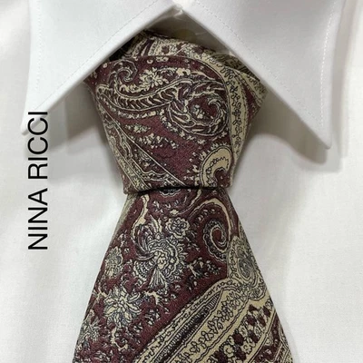 Corbata de seda de cachemira Nina Ricci rosa vieja, 100 % seda, usada grado B Foto 1 de 4