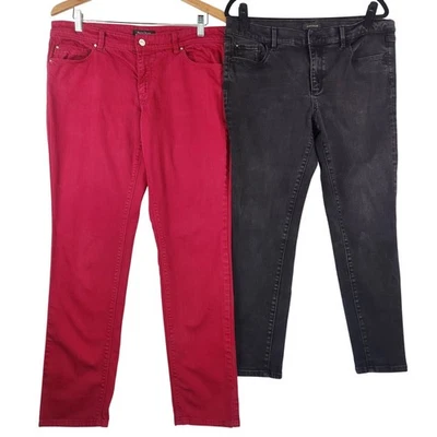 Pacote de Calças Femininas White House Black Market/Ann Taylor Tamanho 12 14 Vermelho Cinza  - Imagem 1 de 4