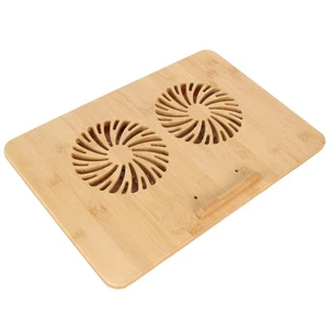 Bamboo Laptop Cooling Pad For Up To 17in Laptop Fast Cooling 2 Levels Adjust NEW - Afbeelding 1 van 12