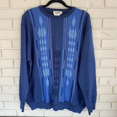 Montechairo Sweater Made In Italy Coogi Style Men’s XXL Wool Academia Preppy - Image 1 of 4