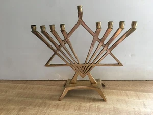 Vintage Messing Chanukka Chanukka Davidstern Menora Mid Century Modern - Bild 1 von 6