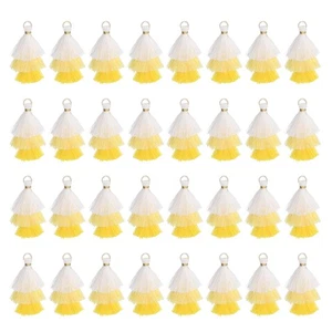 Mini Nappe Tristrato 1,6" Nappa Fatta a Mano Confezione da 50, Bianco Giallo - Foto 1 di 6