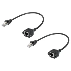 2Pcs Male to Female 5e Network Cable Extension Wire M3 20CM Waterproof with Ears - Afbeelding 1 van 4