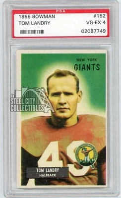 Tom Landry 1955 Bowman Football Card #152 PSA 4 - Image 1 of 2