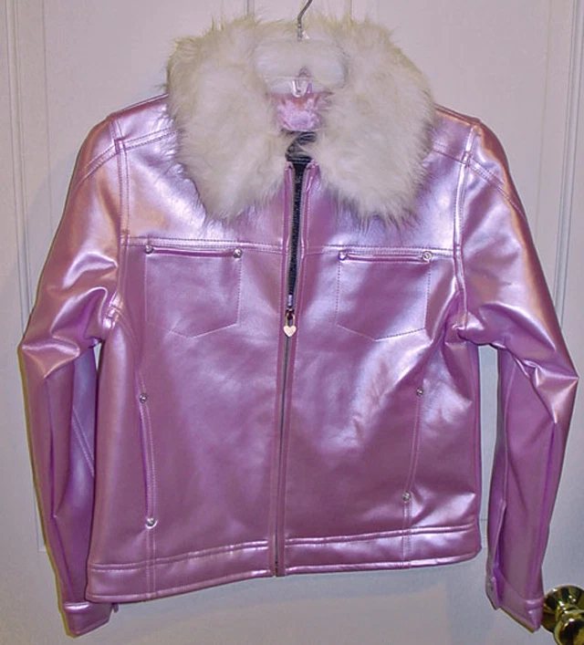 ARIZONA GIRLS IRIDESCENT PURPLE JACKET / COAT WITH FAUX FUR COLLAR SIZE 14 NEW - Image 1 of 1