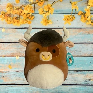 Squishmallow Shep die Highlandkuh 14 Zoll braun gefleckter Stier Plüsch Neu mit Etikett - Bild 1 von 4