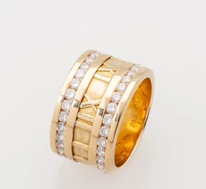 Tiffany & Co Atlas Numeric Ring 18k Yellow Gold 1 Carat Diamonds RARE - Picture 1 of 10