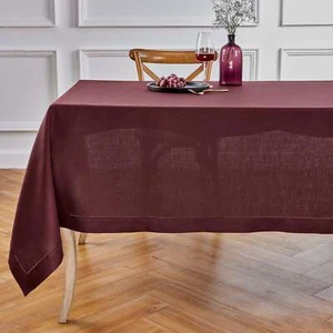 Solino Home 100% Pure Linen Tablecloth Fall Dining Solid Classic Hemstitch New - Picture 1 of 168
