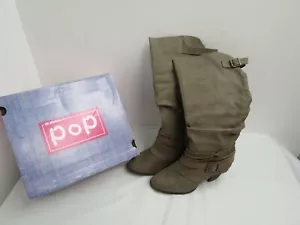 POP LONNA WOMEN'S KNEE HIGH FASHION TAUPE BOOTS SIZE 9 $90 VALUE - Picture 1 of 4