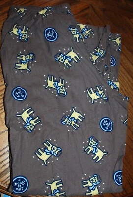 Calça de dormir feminina grande Life Is Good Chilly cachorro marrom algodão escovado lounge - Imagem 1 de 4