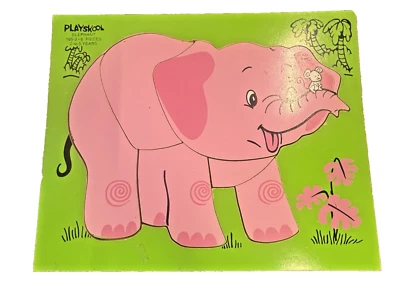Playskool Vintage Pink Elephant Wood Puzzle #165-3 Ages 2-5 - Image 1 of 4