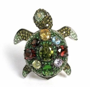 Noir Tilley the Turtle CZ Pave Ring size 7 - Picture 1 of 2