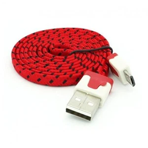 NTJ 10FT LONG Flat Braided Fabric Charger Cable charging for MICRO USB data sync - Picture 1 of 22