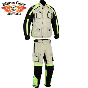 Australian Bikers Gear HiViz Waterproof Motorcycle Motorbike SUIT jakcet trouser - Picture 1 of 12