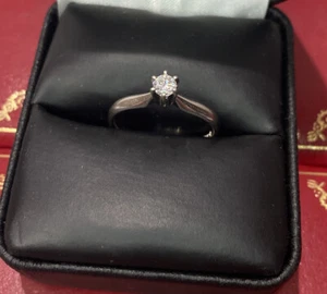 Anello Set Fidanzamento Matrimonio Oro Bianco 14k 1/5 Carato Diamante SI Solitario 7 - Foto 1 di 13