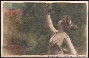 cpa fantaisie femme élégante, raisins - Picture 1 of 1