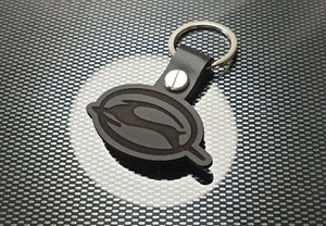 CHEVY IMPALA BLACK LEATHER KEYRING BADGE B - Picture 1 of 8