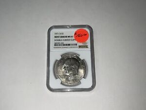 1971-D Eisenhower Clad Dollar NGC MS 61 Mint Error Double Curved Clips