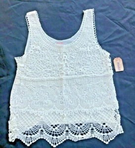 Mudd Ivory Large Tank top Sleeveless Crochet Lace Knit Tank Top - Picture 1 of 9