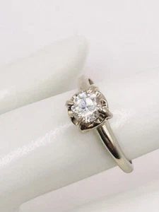 14k White Gold Natural Diamond Solitaire Ring 0.50tcw - Picture 1 of 6
