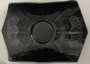 Einzigartige 1940er Edwardianischer Stil Sterlingsilber Art Deco Ebenholz Cambridge Glasschale - Bild 1 von 5